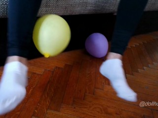 Balloons Popping In White Ankle Socks Trailer