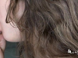 Passionate close-up Blowjob with cum in mouth - Amateur couple MonSucre