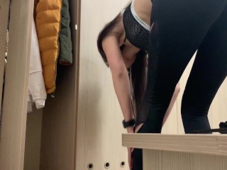 Hidden camera in the women's locker room of a fitness club (peeping)